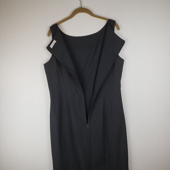 Calvin Klein Boat Neck Sleeveless Dress Gathered Side Gray Business Size 14 - Picture 7 of 9